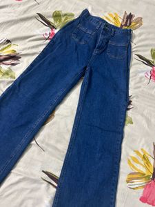 Classic Blue Denim Wide Leg Jeans