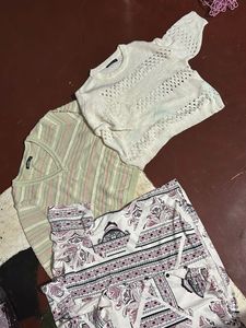 Chic Knit Tops & Printed Skirt Set