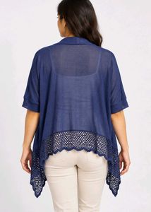 Women's Blue Open Front Cardigan