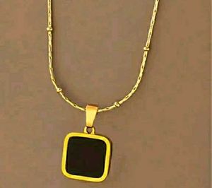 Minimalist Black Square Pendant Necklace