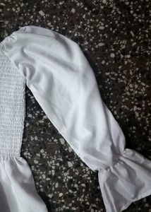 White Smocked Peplum Top