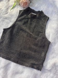 Sparkly Mock Neck Sleeveless Top
