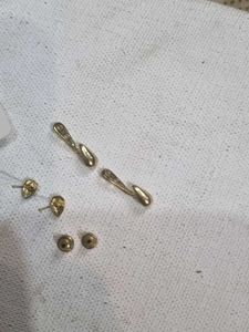 2 in 1 Gold Teardrop Earrings
