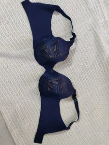 Elegant Navy Blue Lace Bra