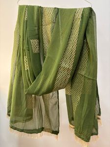 New Elegant Green Dupatta with Gold Embroidery