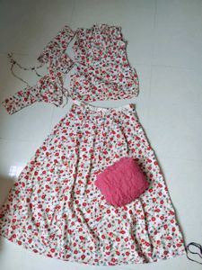 Elegant Rose Floral Rajputi Style Lehenga Set with