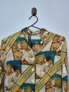 Unique Graphic Print Button-Up Shirt