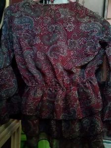 Beautiful Paisley Print Tiered Top