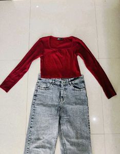 2 Trendy Wide Leg Jeans &amp; Tops