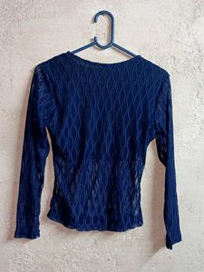 Girls Navy Blue Lace Top