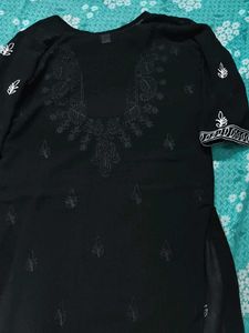 Elegant Black Kurti with Chikankari