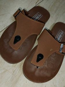 Men's Brown PU-Ravio Flip Flops one free top 🎁