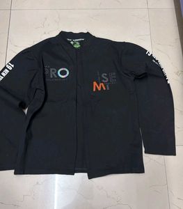 Black Graphic Print Long Sleeve Jacket