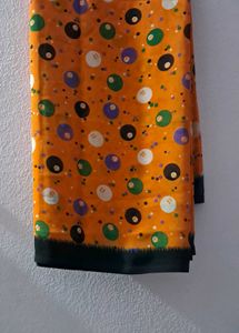 Vibrant Orange Polka Dot Saree