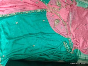Beautiful Teal and Pink Embroidered Saree
