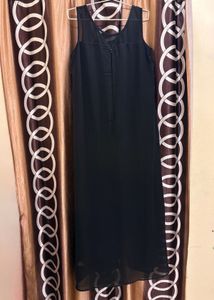 Elegant Black Sheer Overlay Dress
