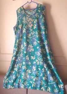 Flowy Leaf Print Real Mirror Work Onepiece