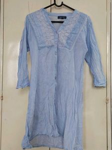 Light Blue Embroidered Tunic Top