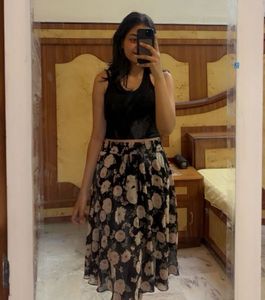 Black Floral  Skirt | High Waist