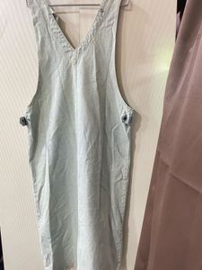 Light Wash Denim Pinafore Dress