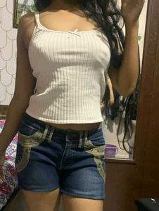 Y2k vintage denim embellished studded shorts +free