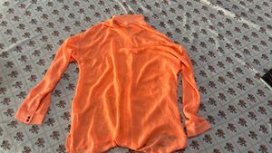 Sheer Orange Sun Cover-Up Top