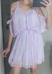 Lavender Lace Trim Fairycore Y2k Dress