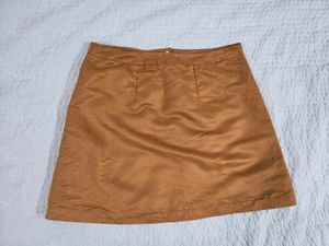 Stylish Tan Button-Front Mini Skirt waist 30