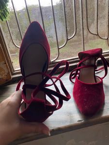 Velvet Red Maroonish Heels