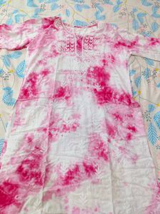 Pink & White Tie-Dye Kurta
