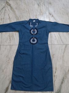 Denim Straight Kurta For Women