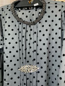 Stylish Grey Polka Dot set party wear