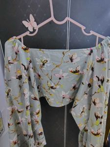 Floral waist tie Crop Top
