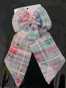 Rainbow patterned Plaid Bow Hair Clip