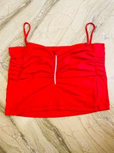 Ruched Red Spaghetti Strap Top