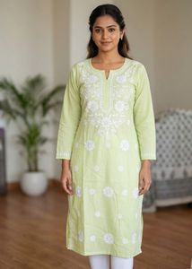 Lime Green Chikankari Kurta