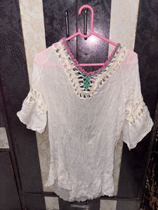 Boho Crochet Trim Tunic Top