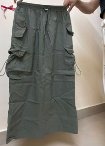 Olive Cargo Maxi Skirt