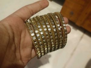 Elegant Pearl &amp; Gold Bangles Set