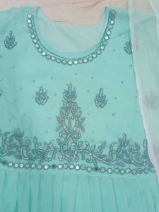 Elegant Aqua Embroidered Kurta Set