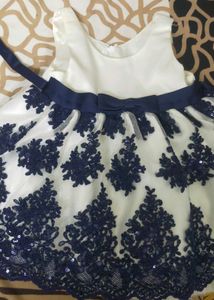 White & Navy Lace Dress