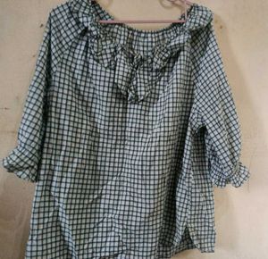 Gingham Ruffle Off-Shoulder Top