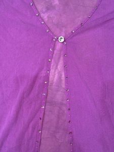 Sheer Purple Embellished Cardigan