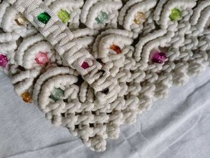 Handmade Off-white Macrame Bag with Beads
