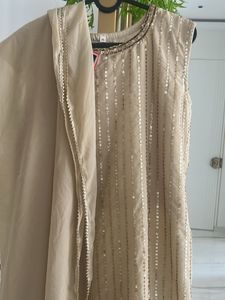 Elegant Beige Sequin Kurta