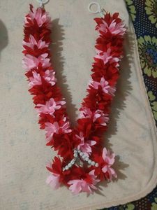 Red and Pink Flower Garland Necklace