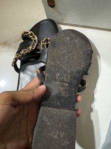 Cai Black Chain Detail Sandals