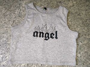 Grey "Angel" Flame Graphic Tank Top