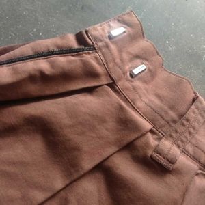 Brown Pleated Skirt