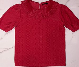 Vibrant Red Embroidered Blouse